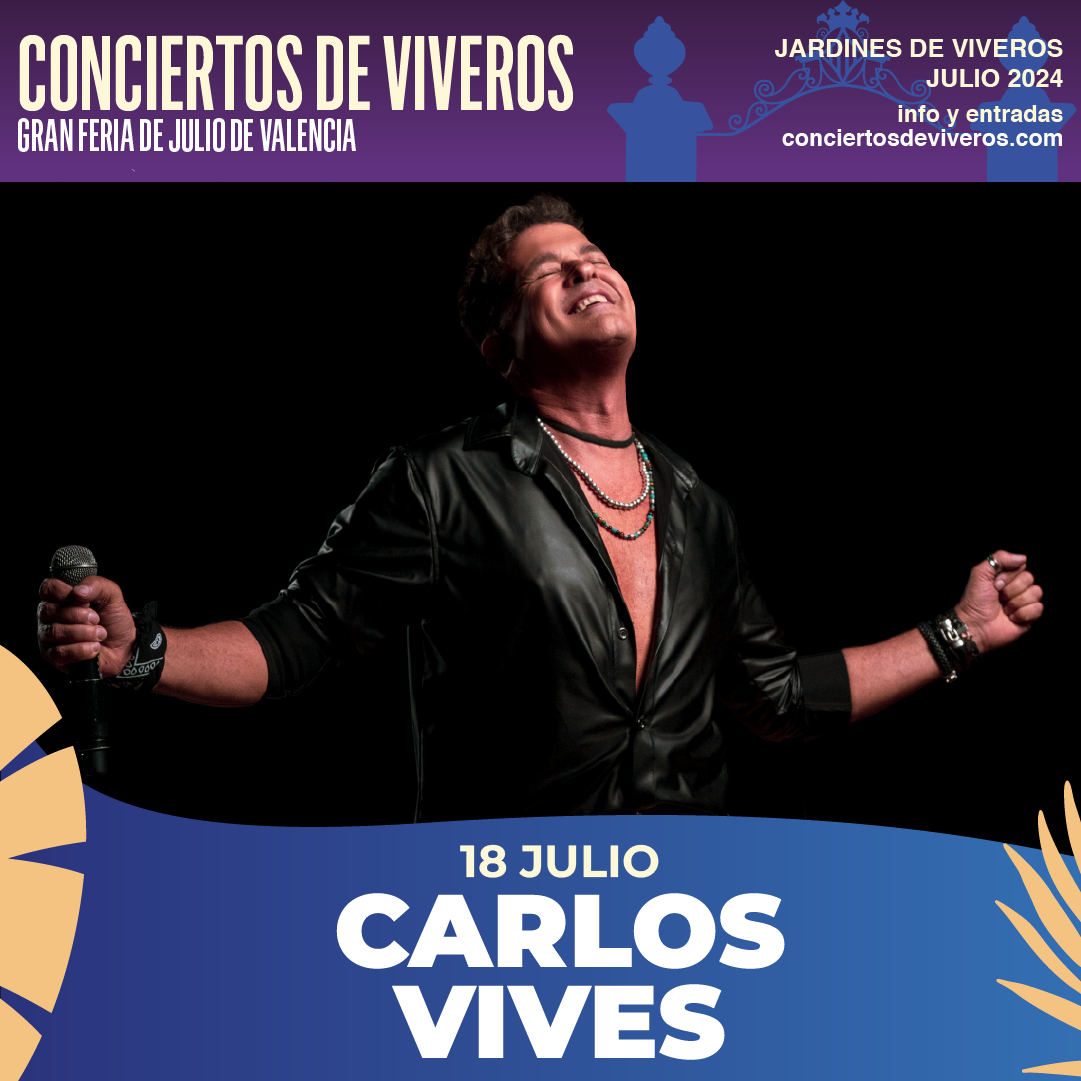 Carlos Vives actuará el 18 de julio en los Conciertos de Viveros de Valencia dentro de su gira “El rock de mi pueblo vive”